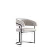 Chaise de salle a manger Augusta moderne en metal et cuir vegetalien, gris clair