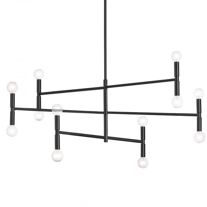 Grand lustre Ava de Dainolite avec fini noir mat et 12 ampoules