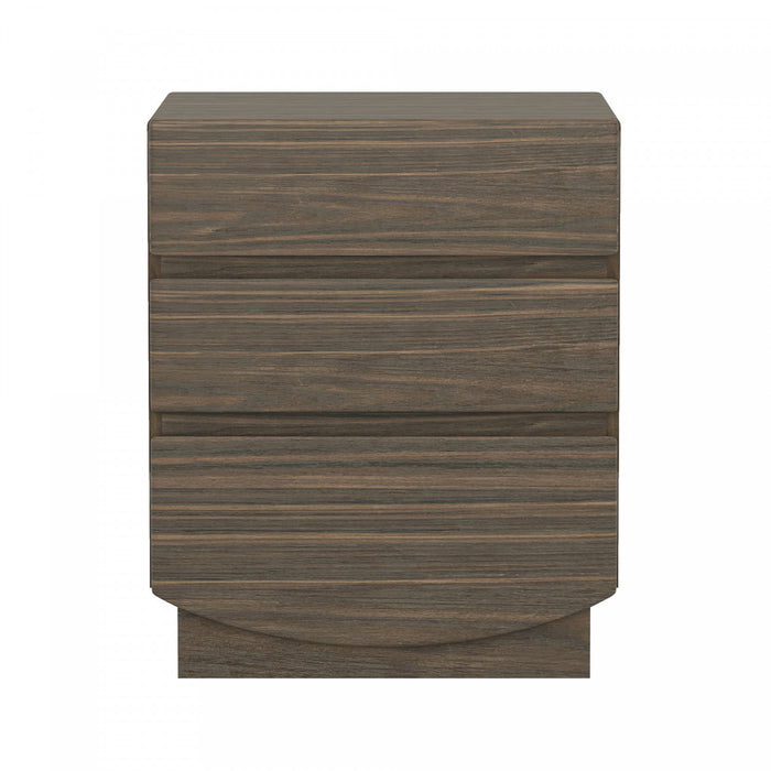 Table de nuit contemporaine Ardea 20\" en noyer (3 tiroirs)