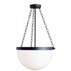 Luminaire suspendu Rhonda de Dainolite en verre blanc, avec fini noir mat et 1 ampoule incandescente