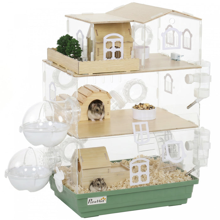 Grande Cage a Hamster Acrylique 3 Niveaux pour Hamster Nain