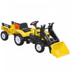 Aosom Pelle Autoportee Pour Enfants, Bulldozer A Pedales Pour Avancer/reculer Avec Un Veritable Seau A Terre Fonctionnel, 6 Roues Et Remorque Cargo