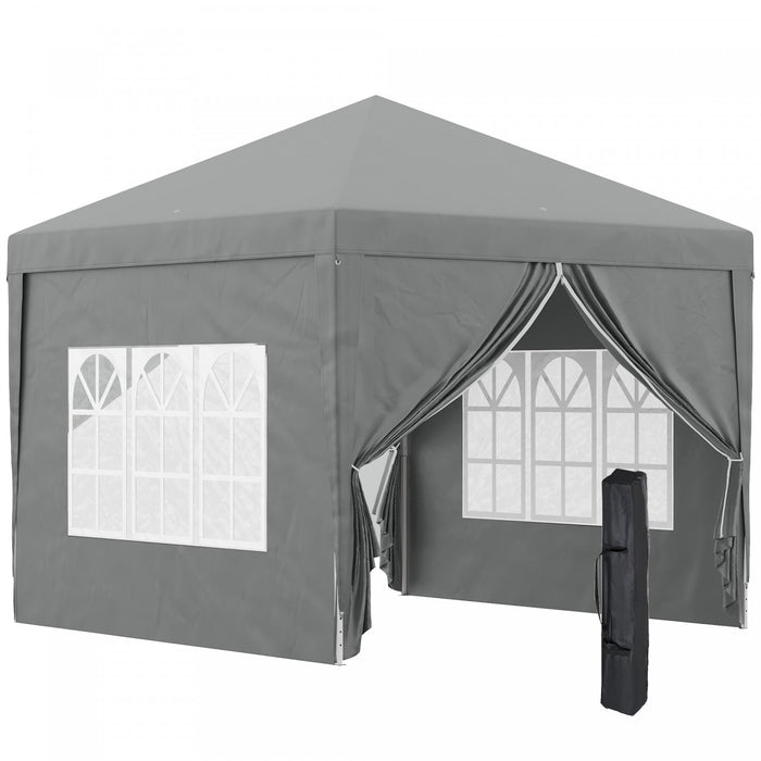 Outsunny 10'x10' Tente De Fete Exterieure Avec Sac De Transport, Gris Clair