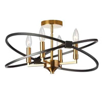 Plafonnier semi-affleuré Paloma de Dainolite avec fini bronze rétro et noir mat et 4 ampoules