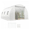 Outsunny Serre tunnel avec tiges de support, serre pour plantes, blanc