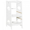 Homcom Tour D'apprentissage Enfants Tour D'aide De Cuisine Pedale Reglable 3 Niveaux Mdf 15.75\" X 19.75\" X 35.5\" Blanc