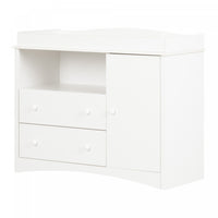Peek-a-boo Table A Langer Avec Tiroirs Et Rangement Ouvert - Blanc Solide