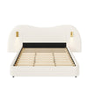 Lit Garcia en boucle avec tete de lit en forme de nuage, lumieres de lecture integrees et ports USB, taille king, blanc