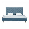 Lit king moderne Crosby en velours bleu capitonne