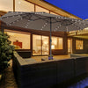 Costway Parasol double face jumeau 15FT pour patio avec 48 LED solaires a manivelle Cafe