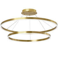 Lustre Circulo de Dainolite en acrylique blanc qui diffuse la lumière, avec fini laiton vieilli et ampoule de 97 W