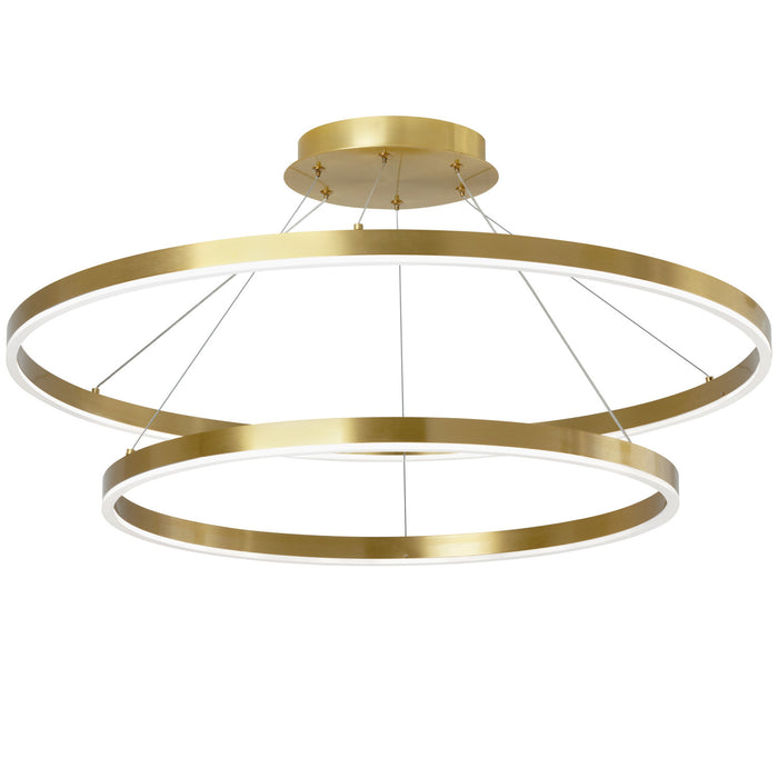 Lustre Circulo de Dainolite en acrylique blanc qui diffuse la lumière, avec fini laiton vieilli et ampoule de 97 W