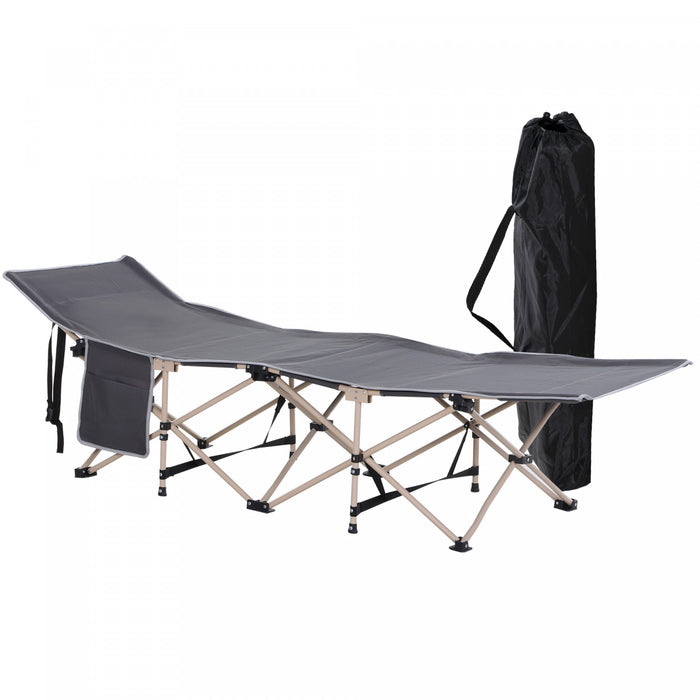 Lit De Camping Pliant Outsunny, Lit De Couchage Portable Pour Les Voyages, Gris