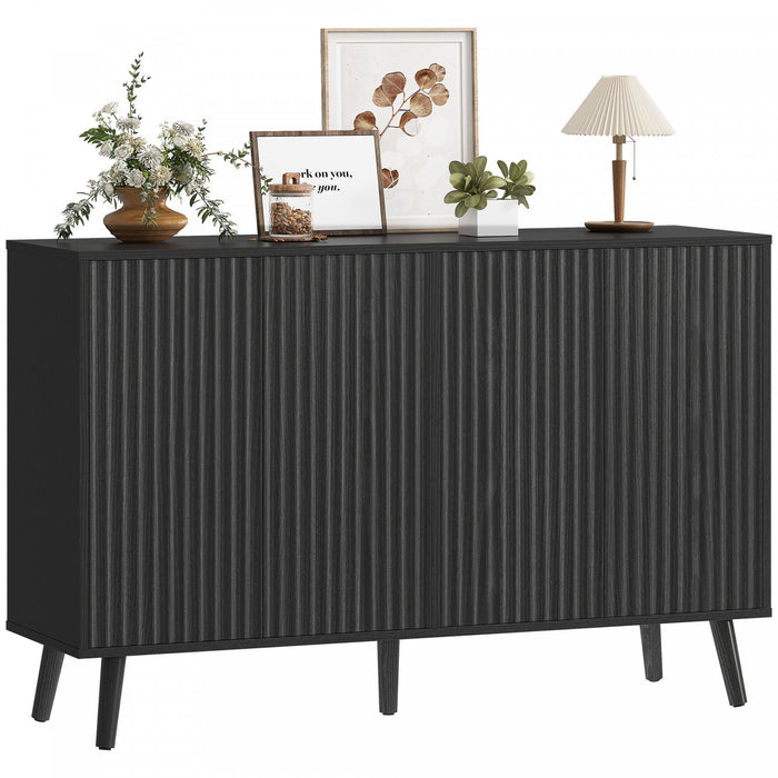 HOMCOM Buffet moderne cannele avec etageres reglables, noir