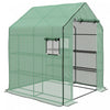 Outsunny Serre De Plain-pied De 4,6' X 4,7' X 6,2' Avec 3 Niveaux Et 8 Etageres, Serre D'exterieur Avec Couverture En Pe Renforcee, Porte Enroulable Pour Serre De Jardin Et Fenetres En Maille, Vert