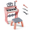 Costway Mini Clavier Piano pour Enfants 25 Touches, Hauteur 17,5 po, Piano Electrique avec Tabouret, Pupitre et Microphone