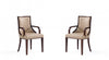 Grand fauteuil traditionnel en bois avec accoudoirs, revetement tissu, coloris beige - Lot de 2