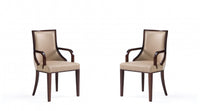  Grand fauteuil traditionnel en bois avec accoudoirs, revetement tissu, coloris beige - Lot de 2