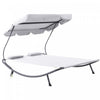 Chaise Longue Double De Patio Utsunny Avec Auvent Ajustable Blanc Creme