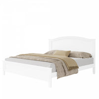  Lit plateforme Benson en bois massif format Queen avec tete de lit elegante, blanc