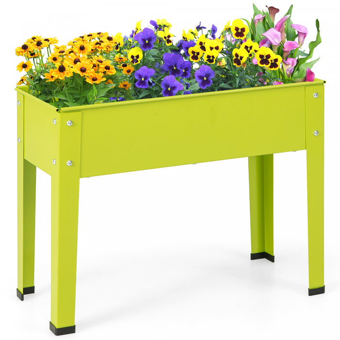 Costway 24\" Lit De Jardin Eleve Avec Les Jambes Boite De Planteur En Metal Elevee Trou De Drainage Cour Arriere Vert