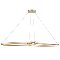 Luminaire suspendu horizontal Nola de Dainolite en silicone blanc qui diffuse la lumière, avec fini laiton vieilli et ampoule à DEL de 76 W