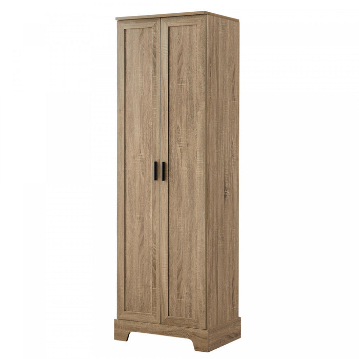 Liam Armoire de rangement multifonction avec portes et etageres reglables, Marron