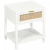 HOMCOM Table de chevet avec tiroir, etagere ouverte et element en rotin