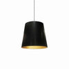 Luminaire suspendu moyen de Dainolite avec très grand abat-jour cylindrique noir et doré, et 1 ampoule