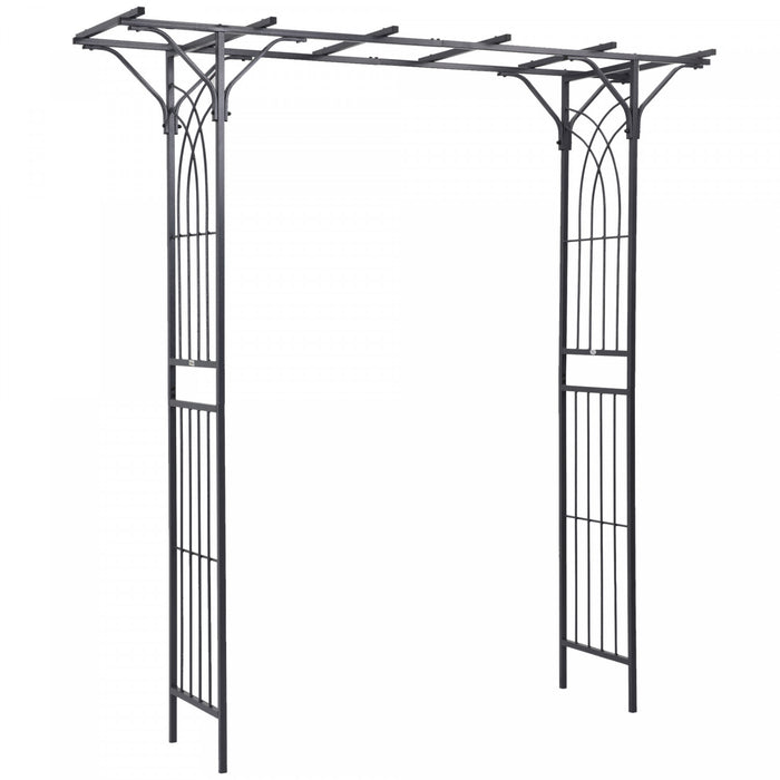 Outsunny Arche De Jardin En Metal De 7 Pieds Tonnelle De Passerelle Exterieure Pour Plantes Grimpantes Decoratives Patio Pelouse Fete D'arriere-cour Ceremonie Accessoires De Decoration Noir