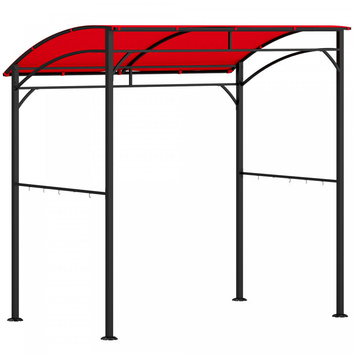 Outsunny Tente Gazebo Bbq Grill Avec Cadre En Acier Crochets, Rouge Vin