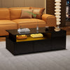 Daniel Coffee Table with LED Lights and Storage Drawers,Black | Daniel table basse avec eclairage LED et tiroirs de rangement, noir