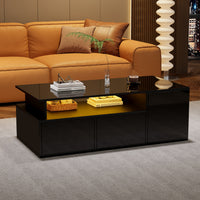  Daniel table basse avec eclairage LED et tiroirs de rangement, noir