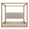 Lit plateforme Sophia a baldaquin avec tete de lit en mousse et velours, taille king, beige