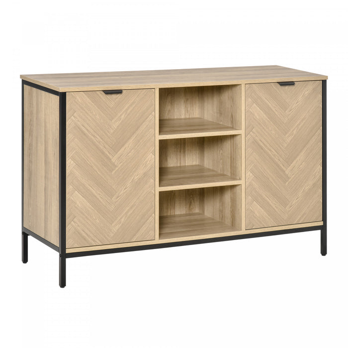 HOMCOM Buffet Armoire Rangement Etageres Reglables Ton Chene