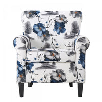  Pansy Fauteuil D’appoint Tapise En Tissu Fleuri Avec Accoudoirs Evases Et Pieds En Bois, Fleuri