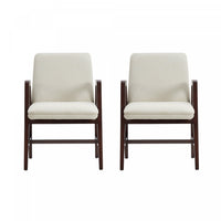  Fauteuil moderne Stella en velours avec accoudoirs en bois, creme - Lot de 2