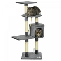 Pawhut Arbre A Chat A Gratter 44 Pouces Centre D'activites Multi-niveaux, Gris