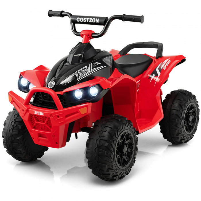 Costway 12v Batterie Alimentee Enfants Rouler Sur Atv Electrique 4 Roues Quad Car Avec Mp3 & Lumiere