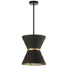 Luminaire suspendu Caterine de Dainolite de 12 po de diamètre, avec abat-jour noir, anneau doré, fini noir mat et 1 ampoule