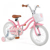 Costway 16\" Enfants Velo Tout-petit Velo Reglable Avec Roue D'entrainement Pour 4-7 Ans Fille Rose