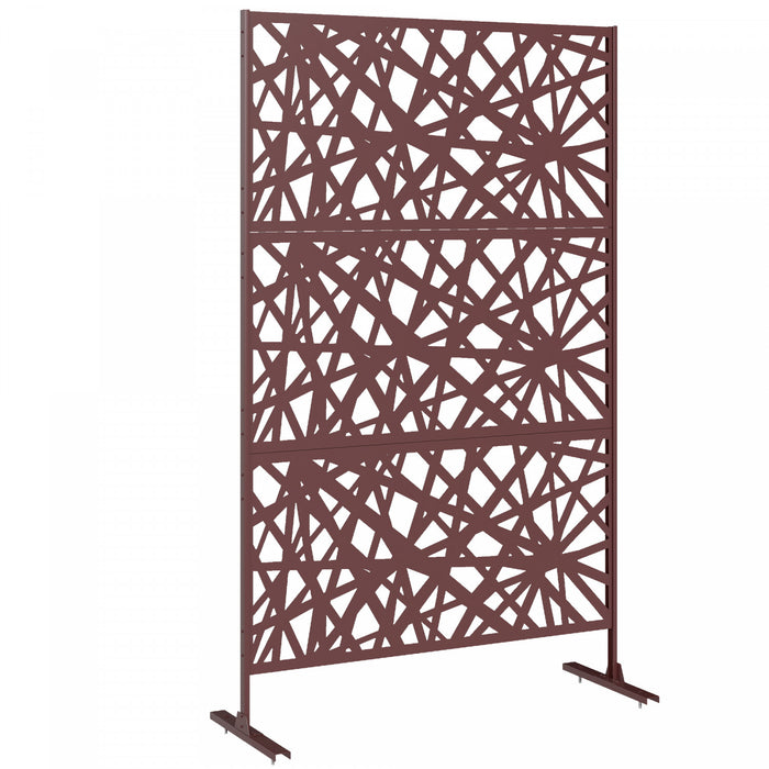 Ecran de confidentialite exterieur Outsunny, separateur sur pied, marron fonce