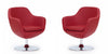 Fauteuil lounge pivotant moderne Caisson en tissu rouge - Lot de 2