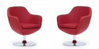 Fauteuil lounge pivotant moderne Caisson en tissu rouge - Lot de 2