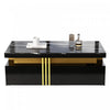 Noah table basse moderne – table avec plateau a motif marbre et tiroirs de rangement, noir