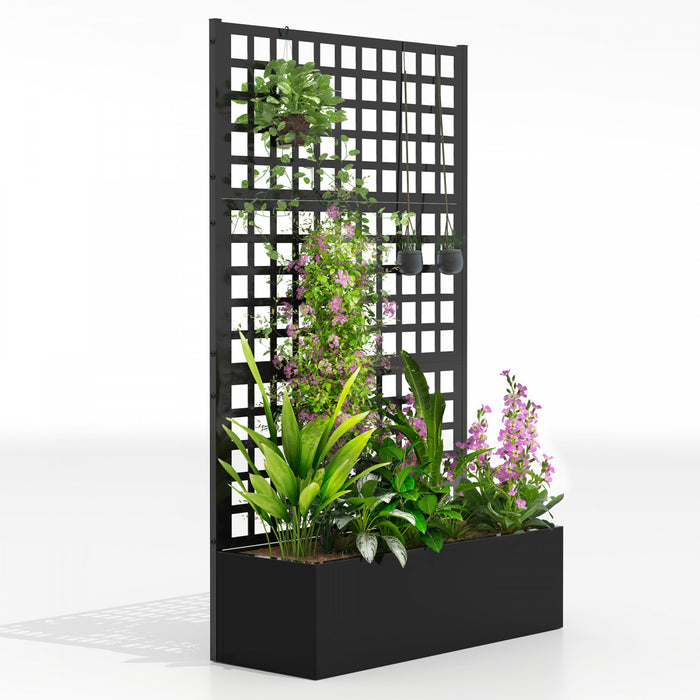 Outsunny Jardiniere galvanisee avec treillis, 43\" x 16\" x 70\"