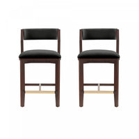 Tabouret de comptoir moderne en bois Patricia avec revetement en tissu, noir – Lot de 2