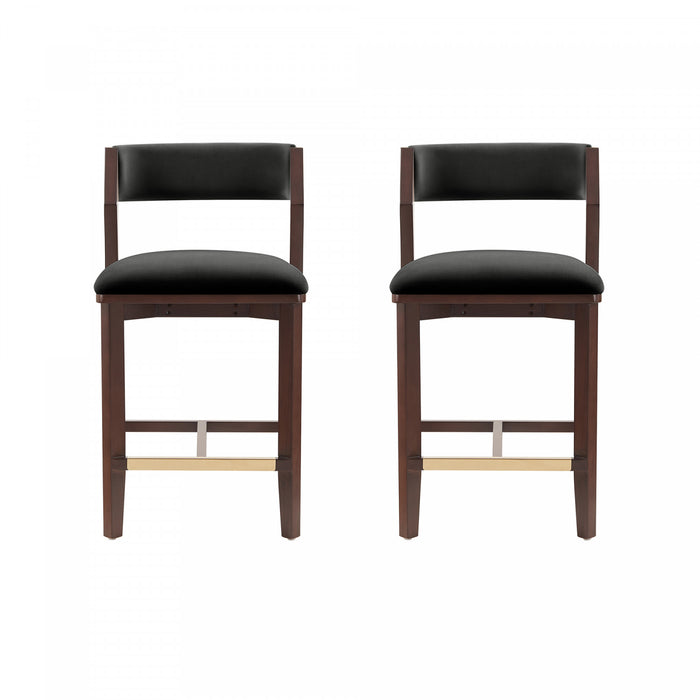 Tabouret de comptoir moderne en bois Patricia avec revetement en tissu, noir – Lot de 2