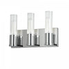 Lumière de coiffeuse Tube de Dainolite en verre cannelé transparent, avec fini chromé poli et 3 ampoules
