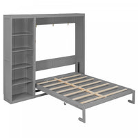  Jessie Lit escamotable mural multifonction avec etageres, Taille Queen, Gris
